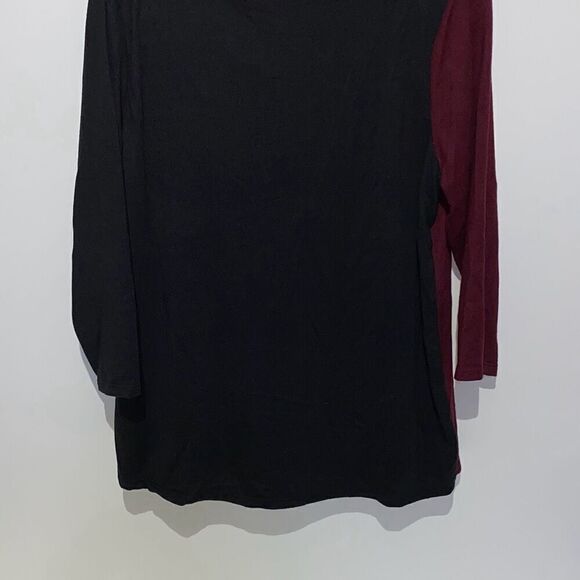 Vintage Rose Women's Maroon and Black Cowl Neck Stretch Knitted Pullover Sweater - Picture 6 of 8